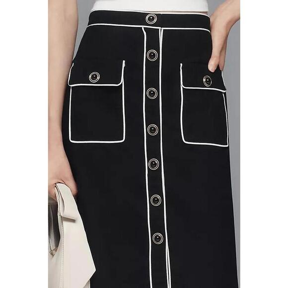 Maeve High Waisted Button Front Straight Pencil Skirts Women's Size XS Black - Picture 3 of 3